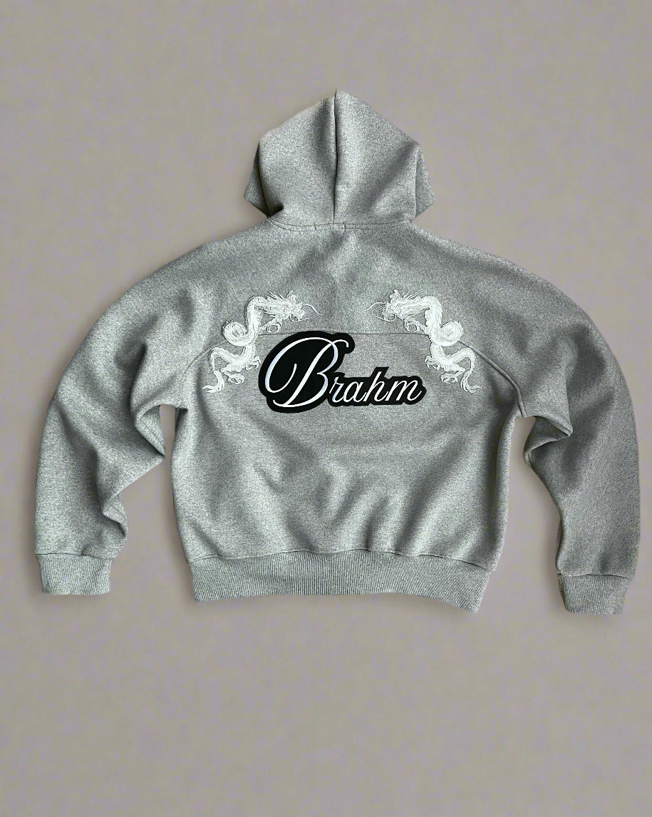 Grey ZIP-UP Dragon Embroidery