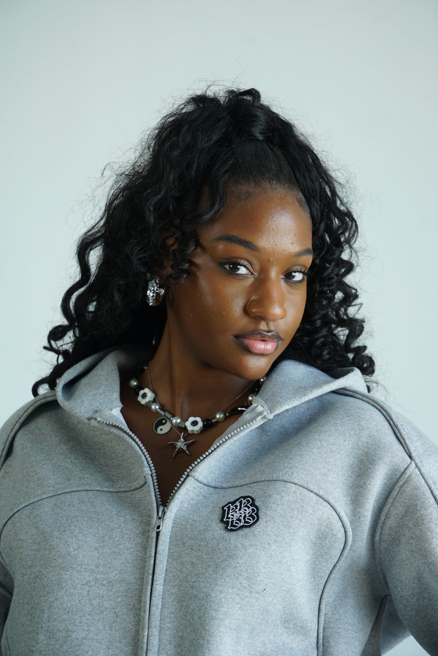 Grey ZIP-UP Dragon Embroidery (WOMEN)