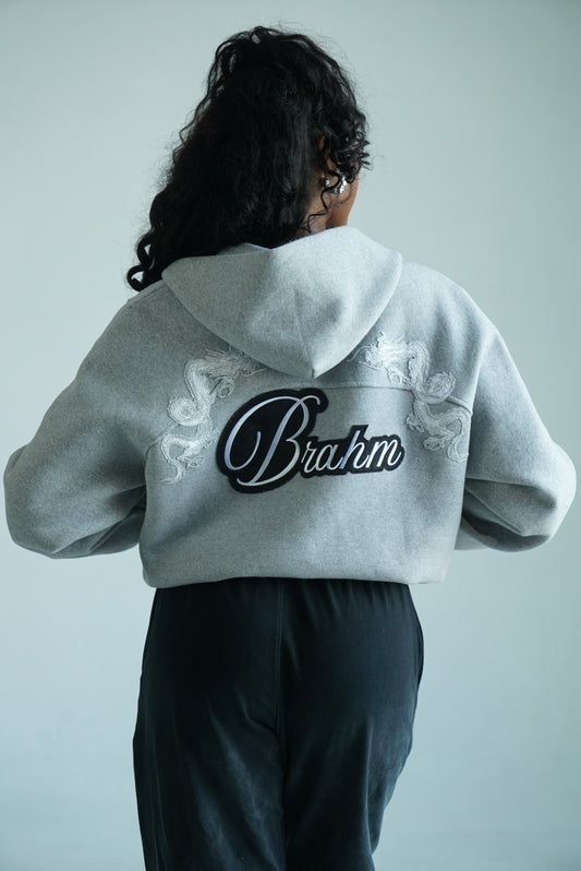 Grey ZIP-UP Dragon Embroidery (WOMEN)